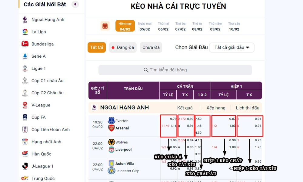 Tỷ lệ kèo cho thấy tiềm năng lợi nhuận, cơ hội thắng của các đội